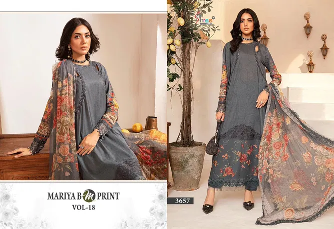 Mariya B M Print Vol 18 By Shree Embroidery Patch Cotton Pakistani Suits Suppliers In Surat
